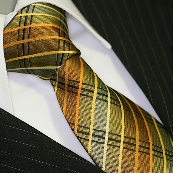 Binder de Luxe Krawatte Einstecktuch Manschettenknöpfe Krawatten Set 334 gold 