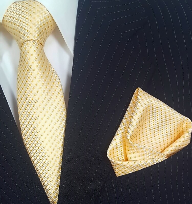 Binder de Luxe Krawatte Einstecktuch Manschettenknöpfe Krawatten Set 334 gold 